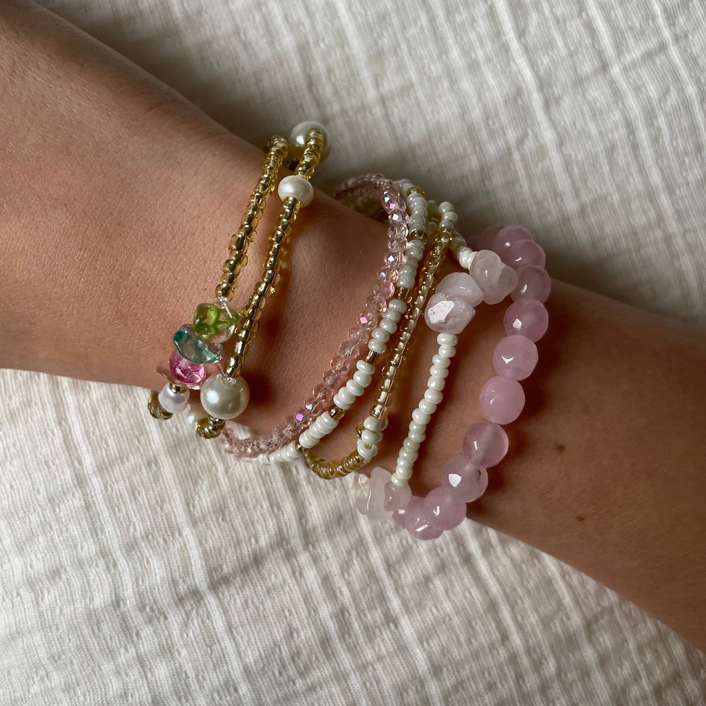 Sun kissed blush bracelet stack