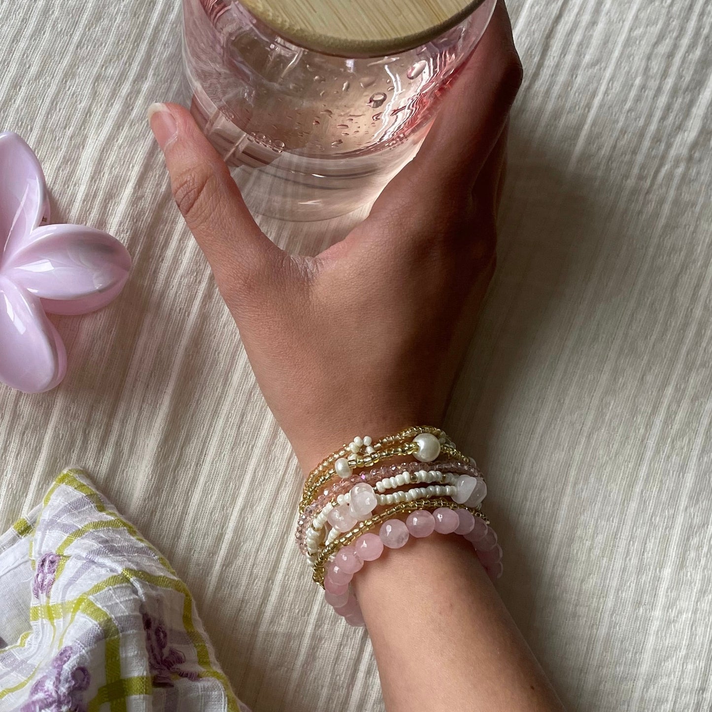 Sun kissed blush bracelet stack