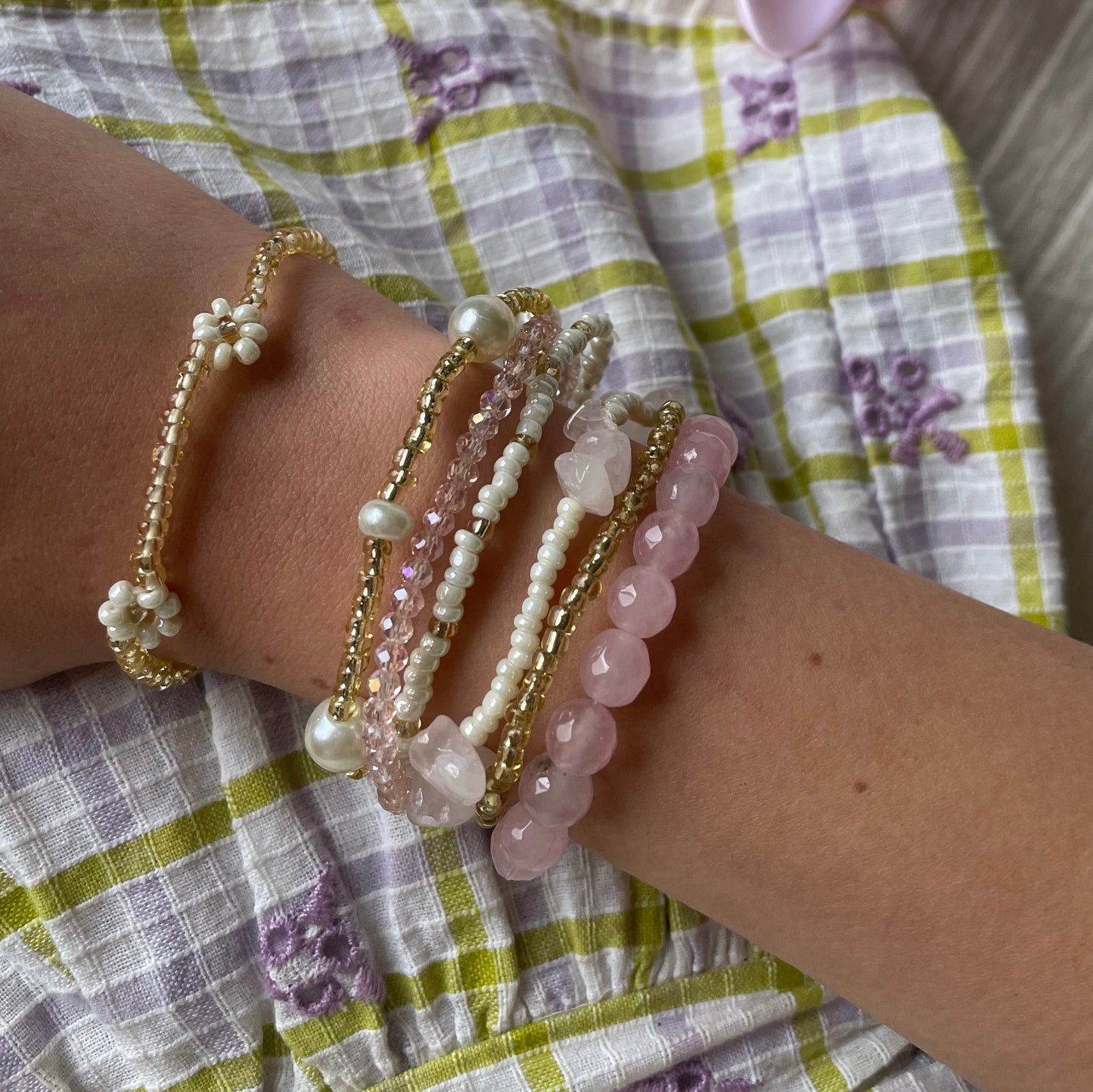 Sun kissed blush bracelet stack