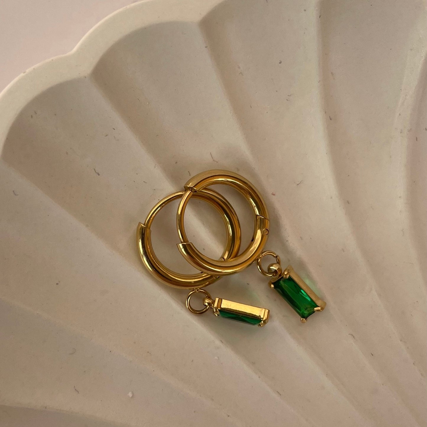 Emerald hoops