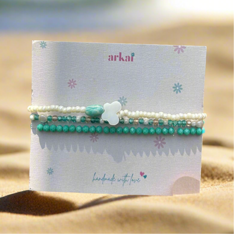 Seafoam Butterfly Bracelet Stack
