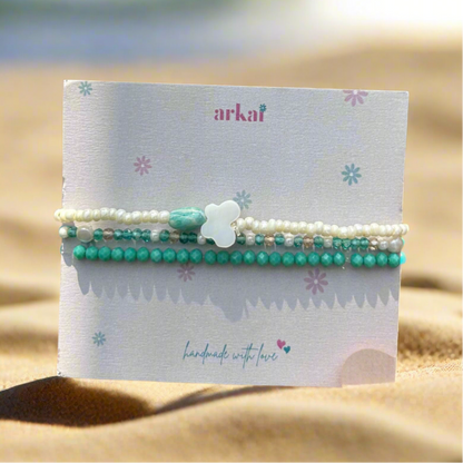 Seafoam Butterfly Bracelet Stack